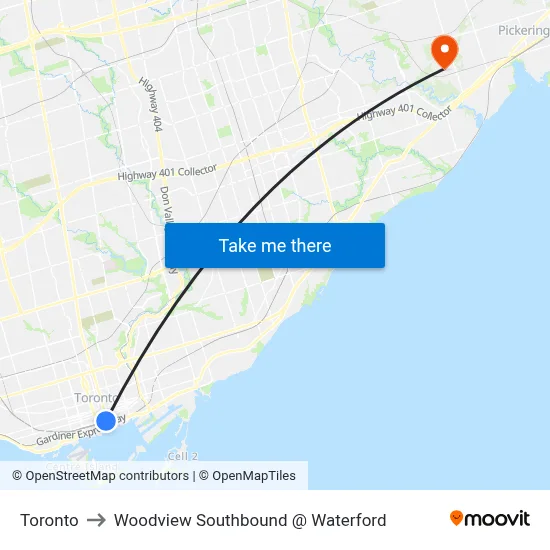 Toronto to Woodview Southbound @ Waterford map