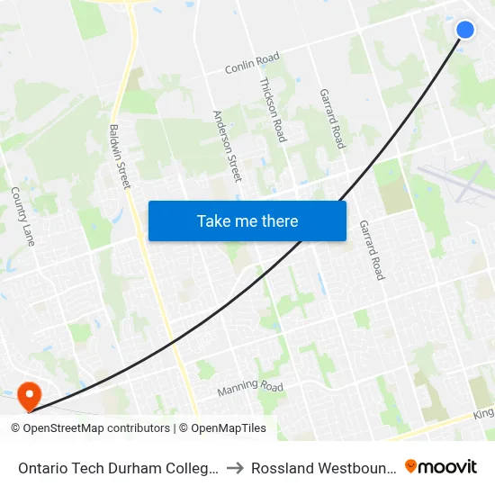 Ontario Tech Durham College North Campus to Rossland Westbound @ Mcquay map