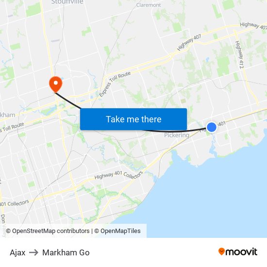 Ajax to Markham Go map