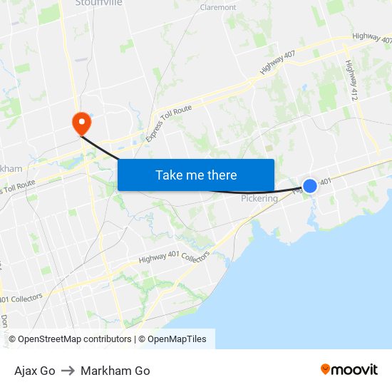 Ajax Go to Markham Go map