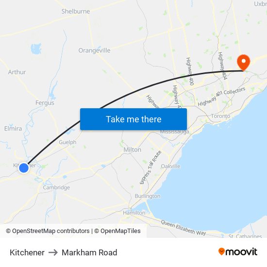 Kitchener to Markham Road map