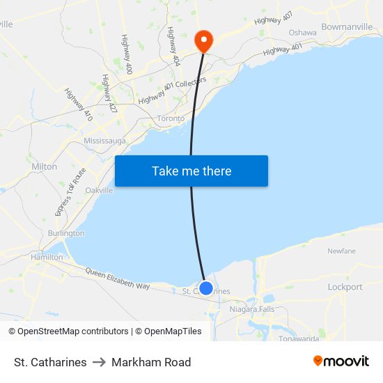 St. Catharines to Markham Road map