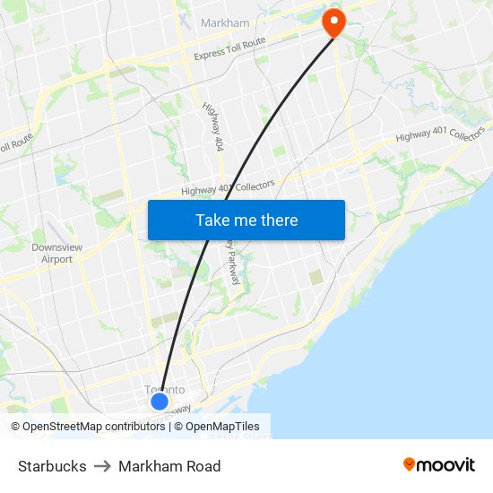 Starbucks to Markham Road map
