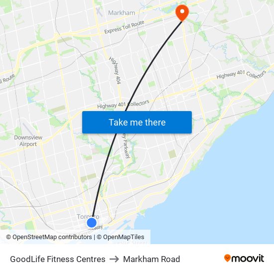 GoodLife Fitness Centres to Markham Road map