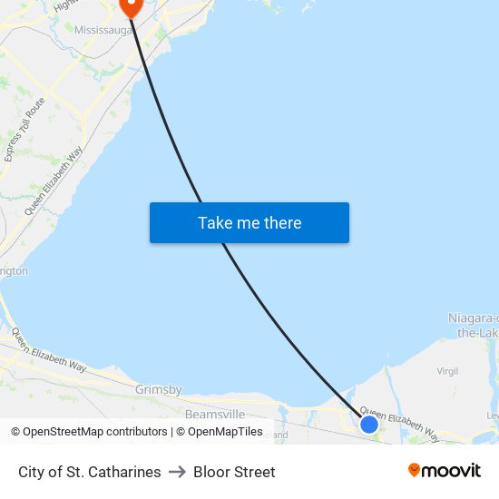 City of St. Catharines to Bloor Street map