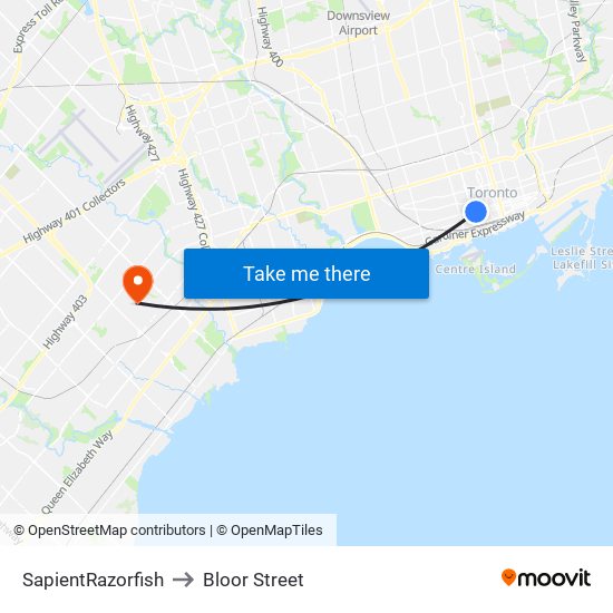 SapientRazorfish to Bloor Street map