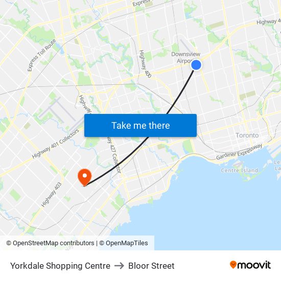 Yorkdale Shopping Centre to Bloor Street map