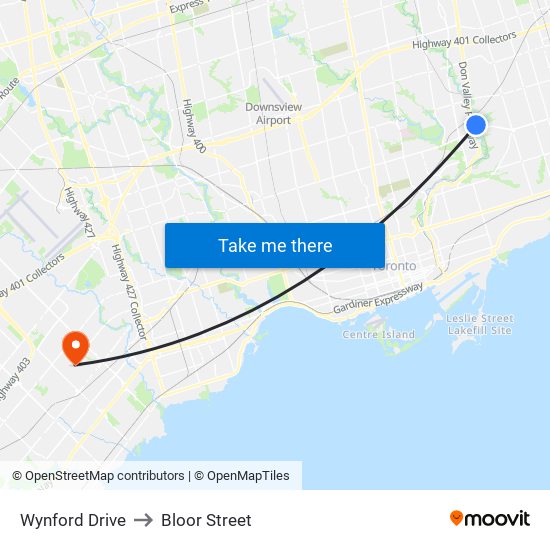 Wynford Drive to Bloor Street map