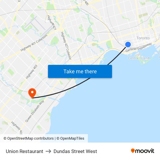 Union Restaurant to Dundas Street West map