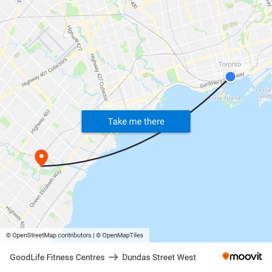 GoodLife Fitness Centres to Dundas Street West map