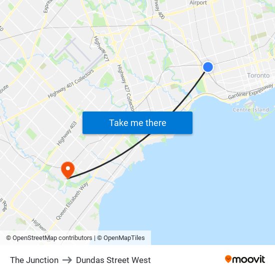 The Junction to Dundas Street West map