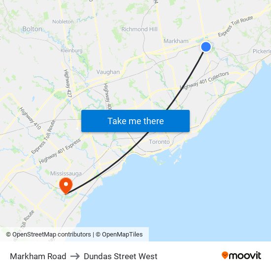 Markham Road to Markham Road map