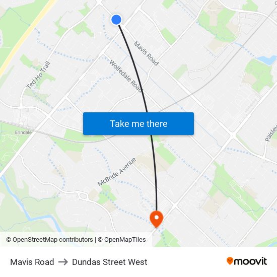 Mavis Road to Dundas Street West map