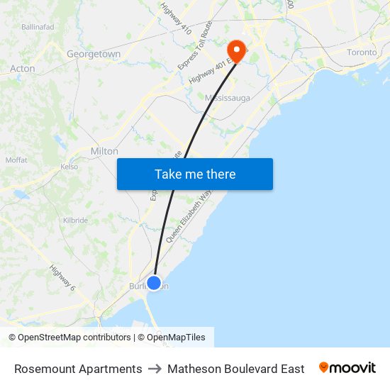 Rosemount Apartments to Matheson Boulevard East map