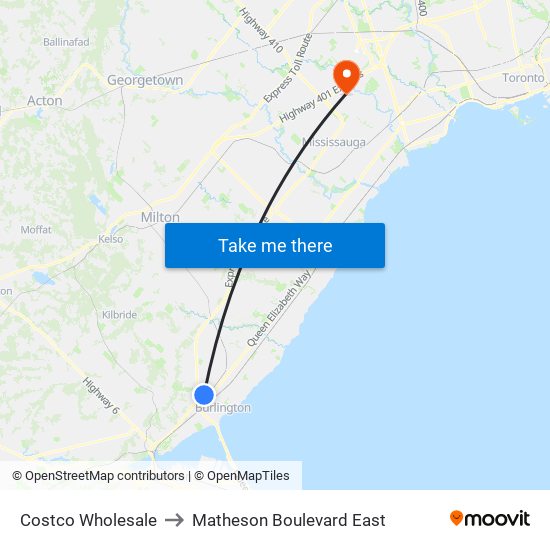 Costco Wholesale to Matheson Boulevard East map