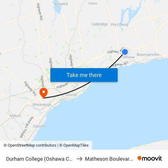 Durham College (Oshawa Campus) to Matheson Boulevard East map