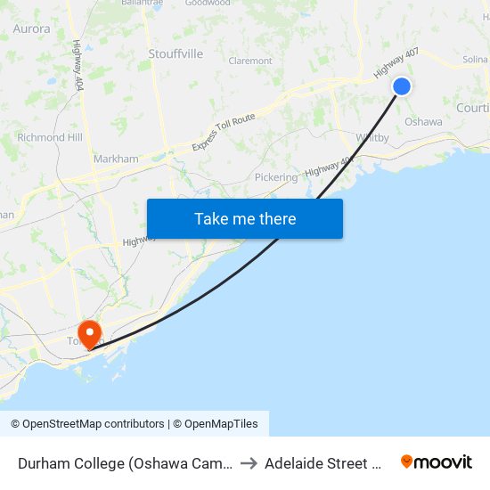 Durham College (Oshawa Campus) to Adelaide Street West map