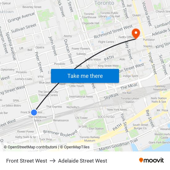 Front Street West to Adelaide Street West map