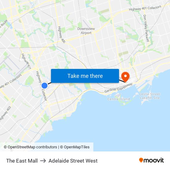 The East Mall to The East Mall map