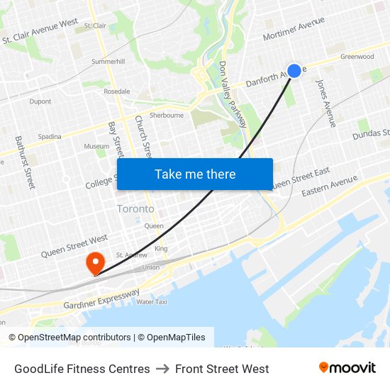 GoodLife Fitness Centres to Front Street West map