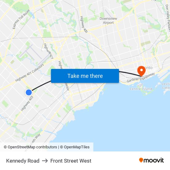 Kennedy Road to Front Street West map