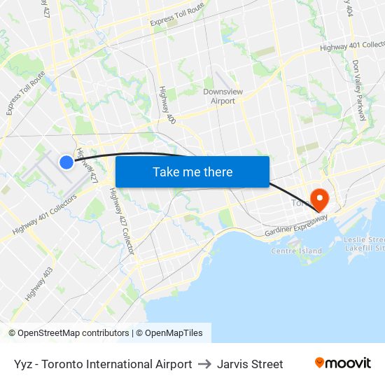 Yyz - Toronto International Airport to Jarvis Street map