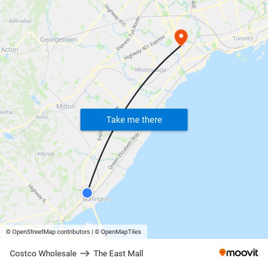 Costco Wholesale to Costco Wholesale map