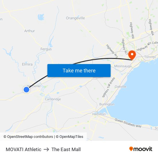 MOVATI Athletic to The East Mall map