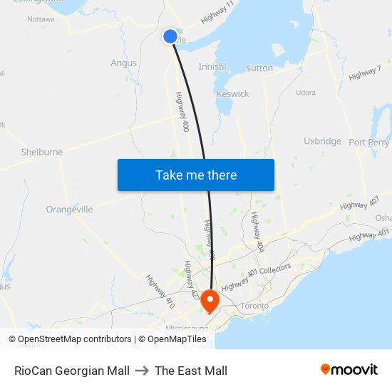 RioCan Georgian Mall to The East Mall map