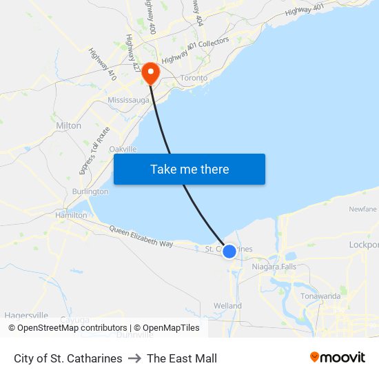City of St. Catharines to The East Mall map