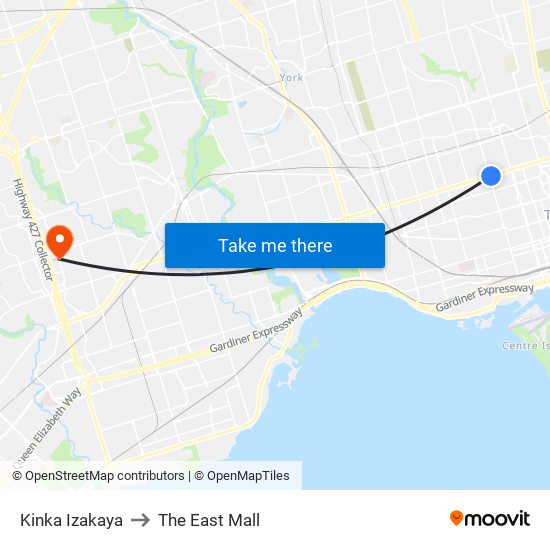 Kinka Izakaya to The East Mall map