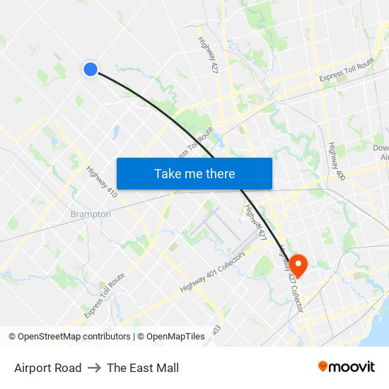 Airport Road to The East Mall map