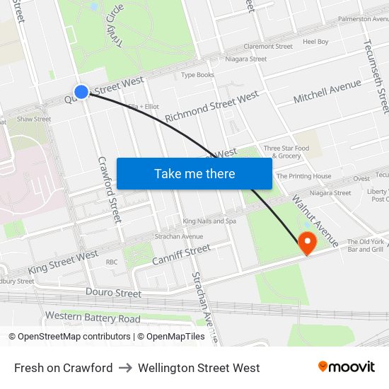 Fresh on Crawford to Wellington Street West map