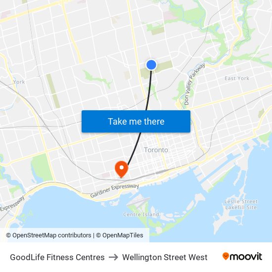 GoodLife Fitness Centres to Wellington Street West map