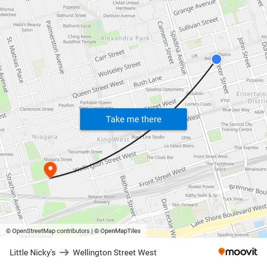 Little Nicky's to Wellington Street West map