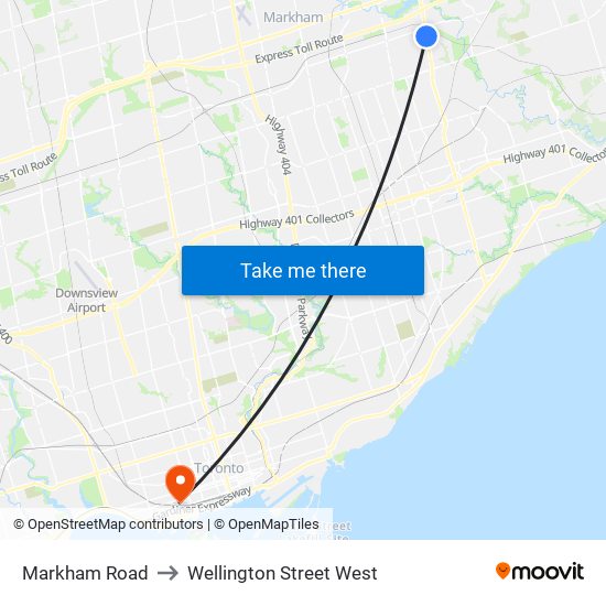 Markham Road to Wellington Street West map