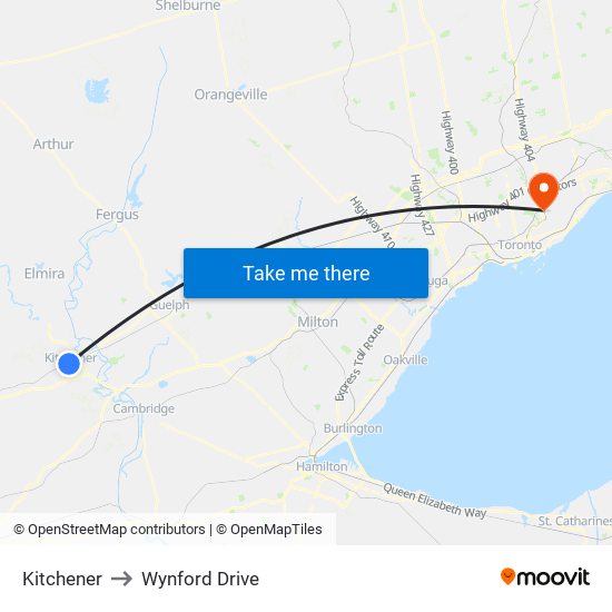 Kitchener to Wynford Drive map