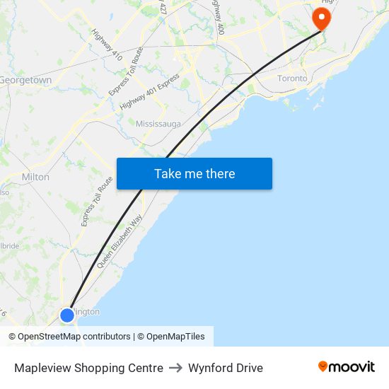 Mapleview Shopping Centre to Wynford Drive map