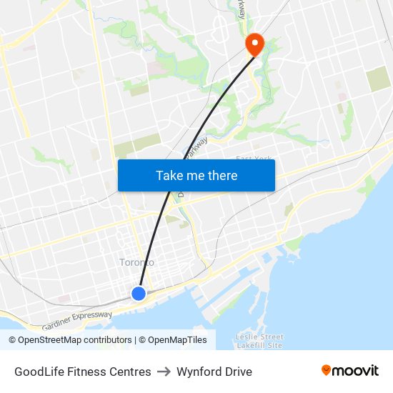 GoodLife Fitness Centres to Wynford Drive map