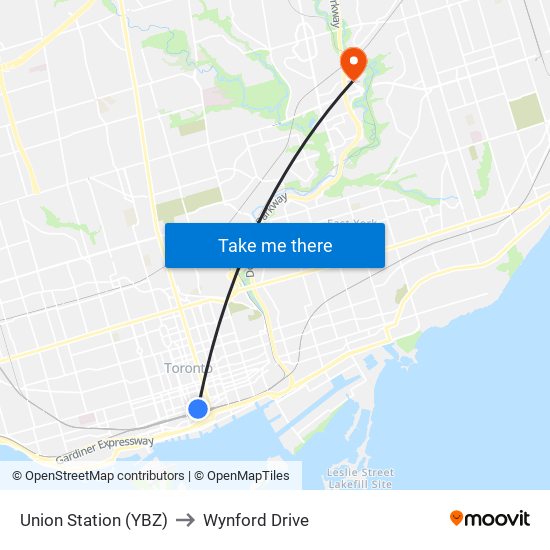 Union Station (YBZ) to Wynford Drive map