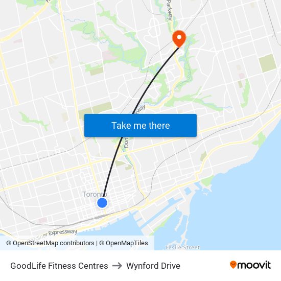 GoodLife Fitness Centres to Wynford Drive map