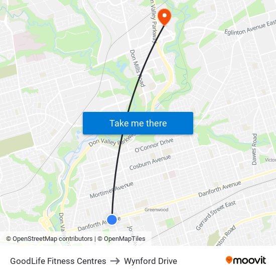 GoodLife Fitness Centres to Wynford Drive map