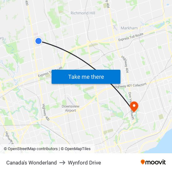 Canada's Wonderland to Wynford Drive map