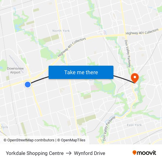 Yorkdale Shopping Centre to Wynford Drive map