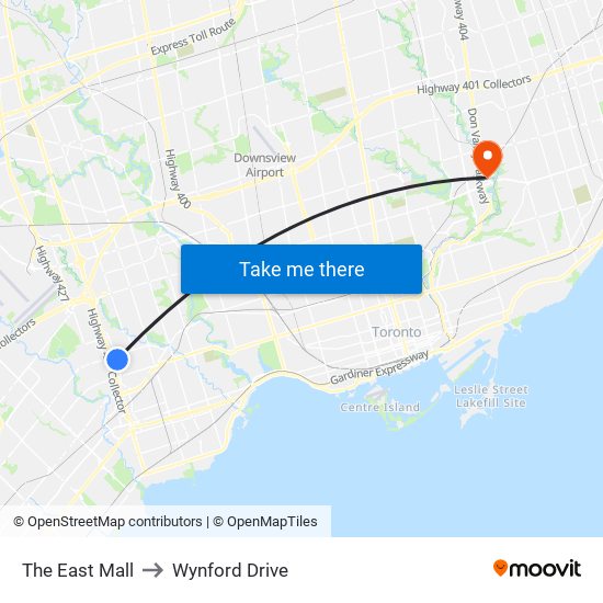 The East Mall to Wynford Drive map