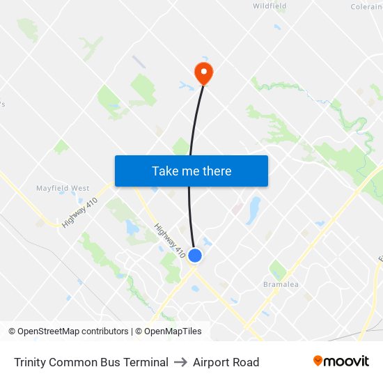 Trinity Common Bus Terminal to Airport Road map