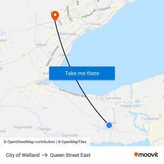 City of Welland to Queen Street East map