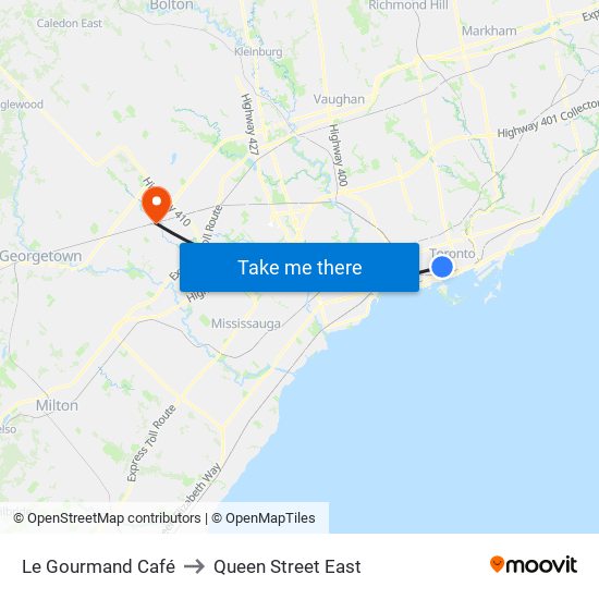 Le Gourmand Café to Queen Street East map