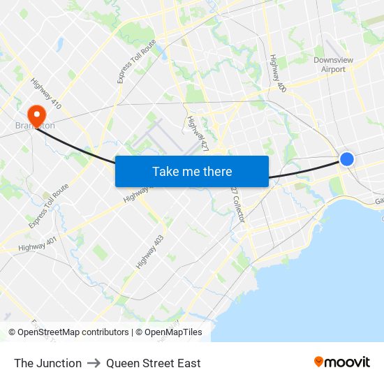 The Junction to Queen Street East map