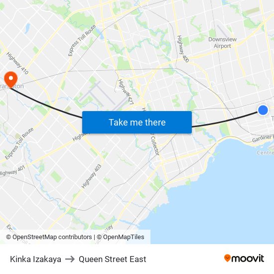 Kinka Izakaya to Queen Street East map